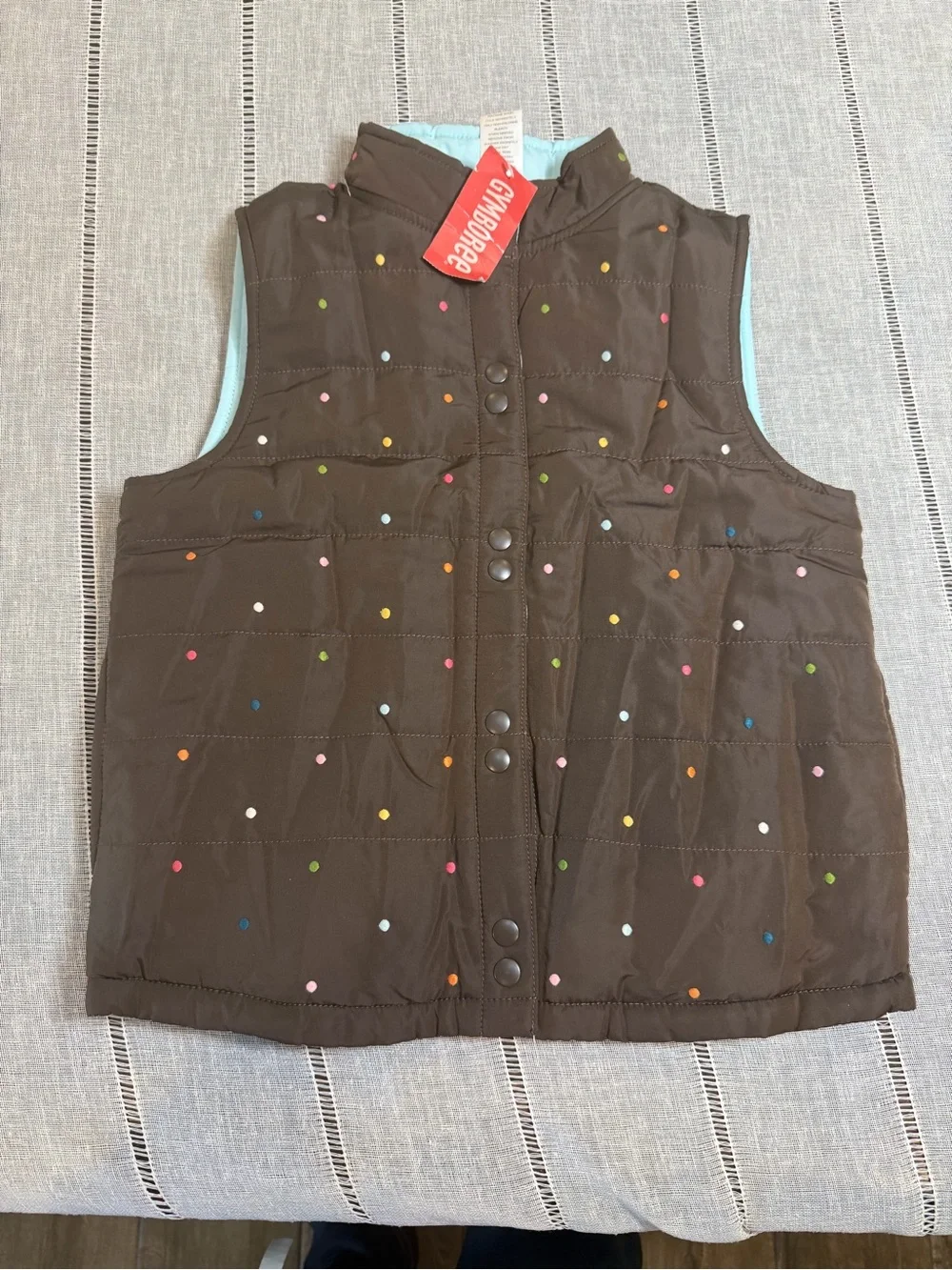 Gymboree LOTS OF DOTS LINE 2008 Size Large(10-12) Brown Aqua Blue Snap Front NWT